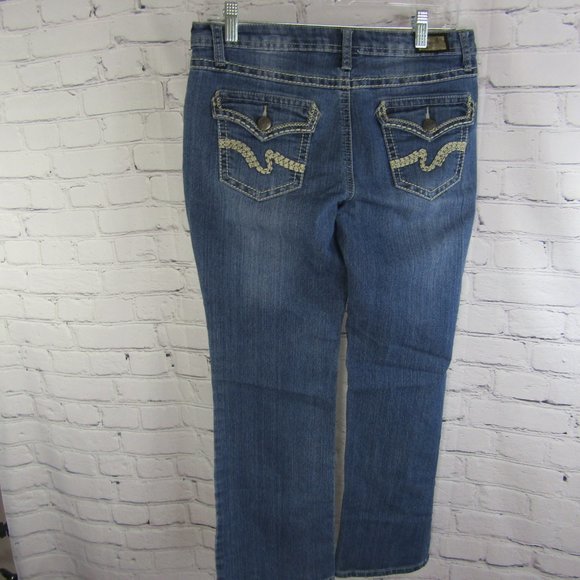 Earl Jean Blue Denim Embroidered Jeans Women's Size 28 x 27 Pre-Owned - Picture 14 of 14